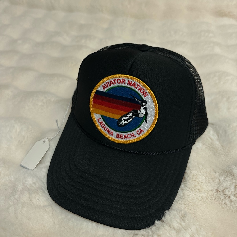 Aviator Nation Black Trucker Hat